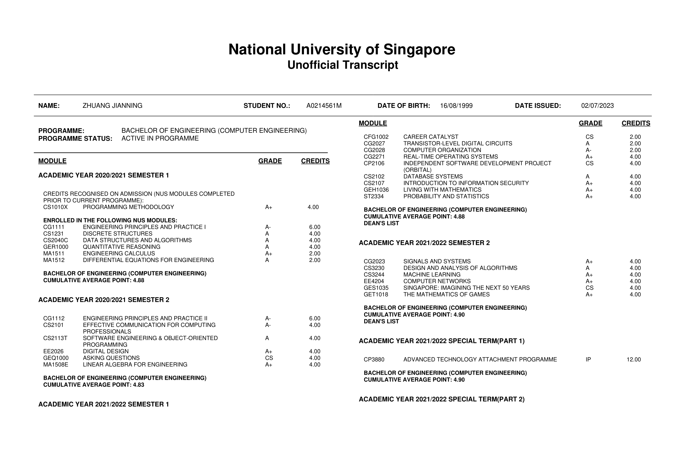 Transcript Page 1